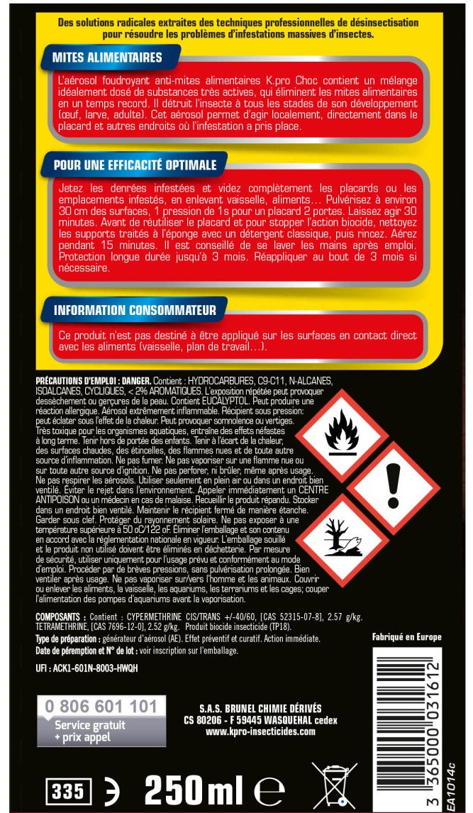 Antimites alimentaires aérosol foudroyant Kpro 250ML